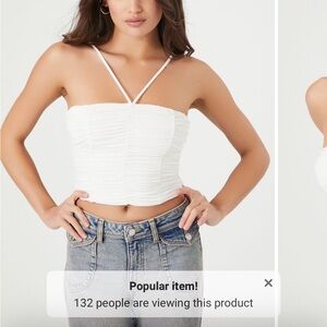 Ruched Mesh Cropped X Cross Cami